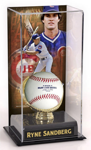 Ryne Sandberg Cubs Hall of Fame Display Case & Image Authentic