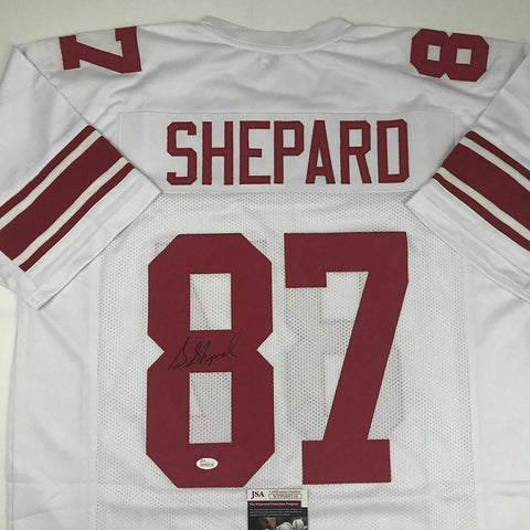 Autographed/Signed STERLING SHEPARD New York White Football Jersey JSA COA Auto