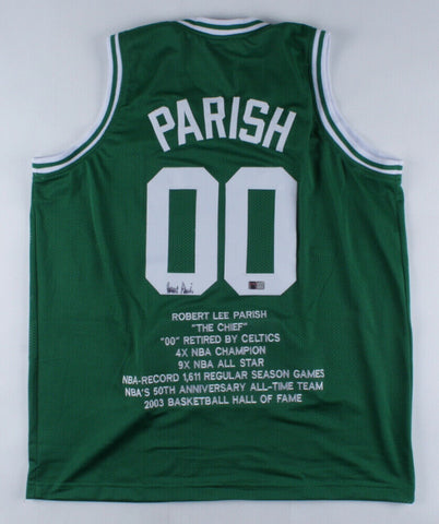 Robert Parish Signed Celtics Career Stat Jersey (TriStar Holo) Boston 9xAll Star