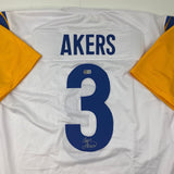 Autographed/Signed Cam Akers Los Angeles LA White Football Jersey Beckett COA