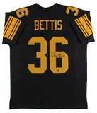 Jerome Bettis Signed Black Pro Style Jersey w/ Yellow #'s BAS Witnessed