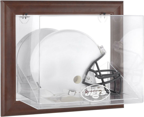 New York Jets Brown Framed Wall-Mountable Logo Helmet Case-Fanatics