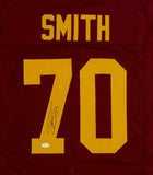 Tyron Smith Autographed Burgundy College Style Jersey- JSA Witnessed Auth