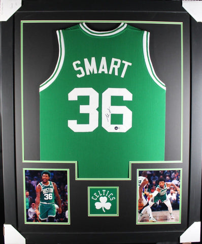 MARCUS SMART (Celtics green TOWER) Signed Autographed Framed Jersey Beckett