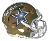 Deion Sanders Autographed/Signed Dallas Cowboys Camo Mini Helmet BAS 29982