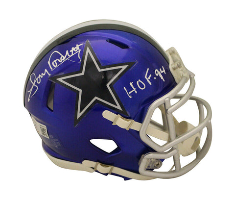 Tony Dorsett Autographed Dallas Cowboys Flash Mini Helmet HOF Beckett 36230