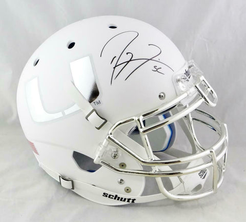 Ray Lewis Signed Miami F/S White w/Chrome Logo Authentic Helmet- Beckett W Auth