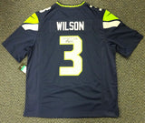 SEAHAWKS RUSSELL WILSON AUTOGRAPHED BLUE NIKE TWILL JERSEY SIZE XL RW HOLO 71431