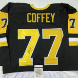Autographed/Signed PAUL COFFEY Pittsburgh Black Hockey Jersey JSA COA Auto