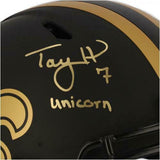 Taysom Hill NO Saints Signed Eclipse Alternate Authentic Helmet & "Unicorn" Insc