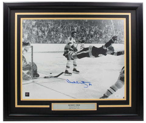 Bobby Orr Signed Framed Boston Bruins 16x20 Flying Goal Photo GNR+JSA