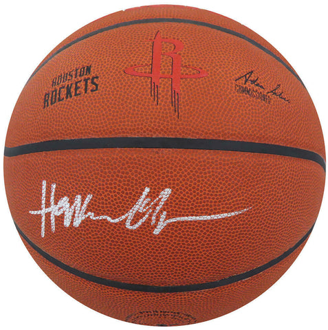 Hakeem Olajuwon Signed Wilson Houston Rockets Logo NBA Basketball (SCHWARTZ COA)