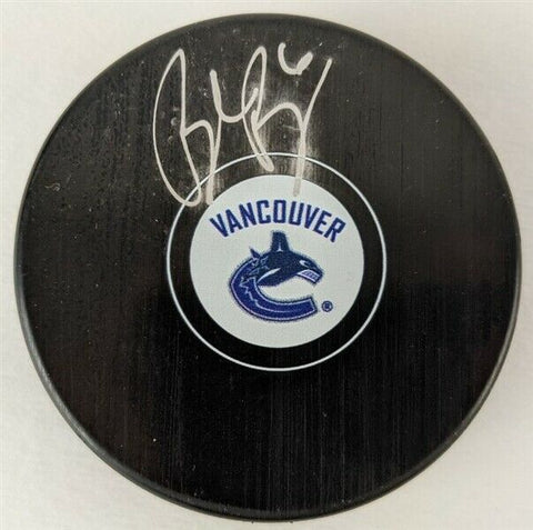 Brock Boeser Signed Vancouver Canucks Logo Hockey Puck (Fanatics Certified)