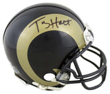 Rams Tory Holt Signed 2000-16 Gold Horn TB Rep Mini Helmet BAS Witnessed