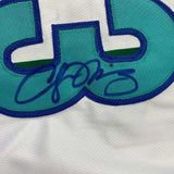 Autographed/Signed Alonzo Mourning Charlotte White Basketball Jersey JSA COA