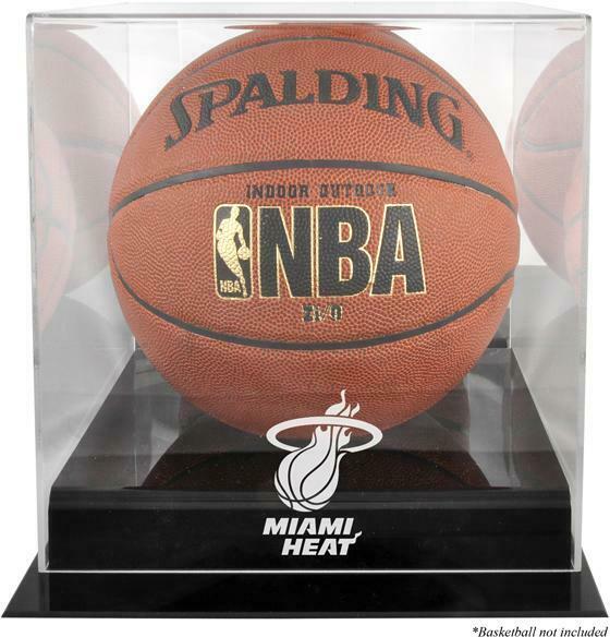 Miami Heat Black Base Team Logo Basketball Display Case-Fanatics