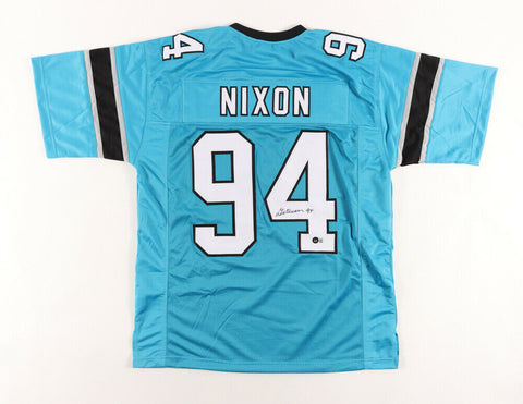 Daviyon Nixon Signed Panthers Jersey (Beckett Holo) Carolina 2021 Draft Pk Iowa