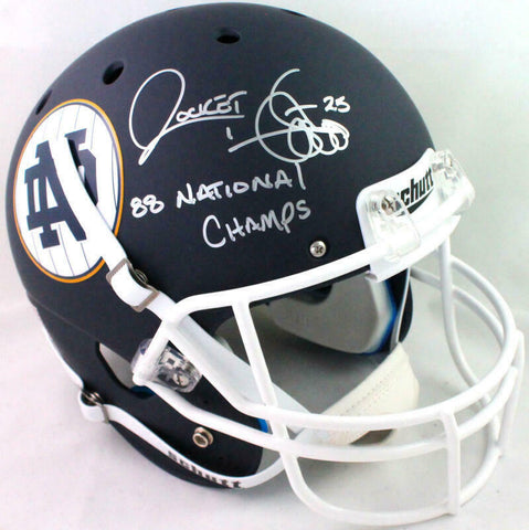 Rocket Ismail Autographed Notre Dame Blue FS Helmet *w mask - Beckett W *Silver