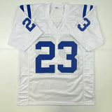 Autographed/Signed Kenny Moore II Indianapolis White Football Jersey JSA COA