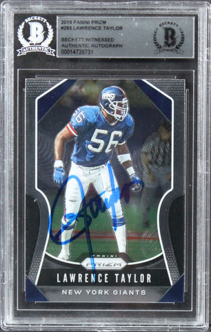 Giants Lawrence Taylor Authentic Signed 2019 Panini Prizm #293 Card BAS Slabbed