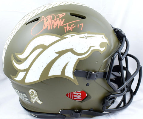 Terrell Davis Signed Broncos F/S Salute to Service Auth Helmet w HOF-Beckett W