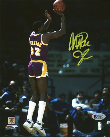 Lakers Magic Johnson Authentic Signed 8x10 Vertical Shooting Photo BAS Witnessed