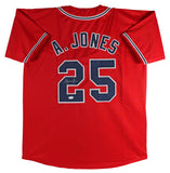 Andruw Jones Authentic Signed Red Pro Style Jersey Autographed JSA Witness