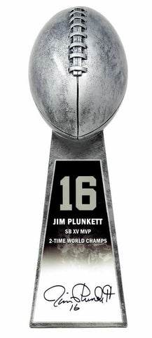 Jim Plunkett Signed Football World Champion 15 Inch Replica Silver Trophy