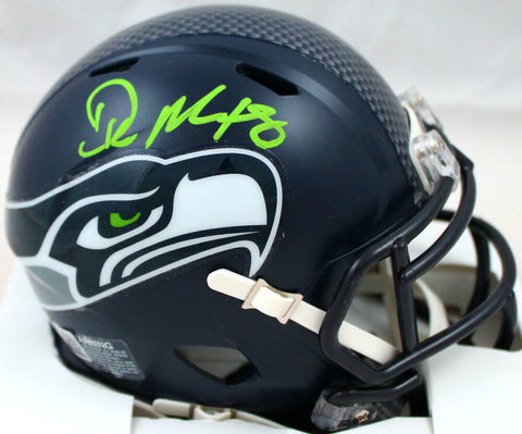 DK Metcalf Autographed Seahawks Speed Mini Helmet-Beckett W Hologram *Green