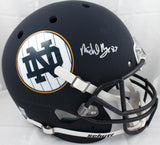 Michael Mayer Signed F/S Notre Dame Matte Navy Schutt Helmet-Beckett W Hologram