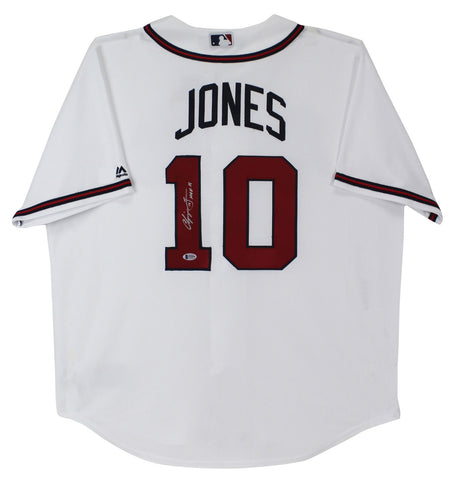 Braves Chipper Jones HOF 18 Authentic Signed White Majestic Coolbase Jersey BAS