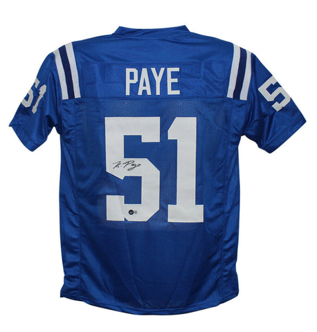 Kwity Paye Autographed/Signed Pro Style Blue XL Jersey Beckett BAS 33992