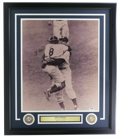 Yogi Berra Signed Framed 16x20 New York Yankees Celebration Photo PSA/DNA