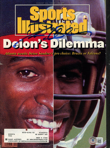 Deion Sanders Autographed 8/24/1992 Sports Illustrated Magazine Beckett 37085