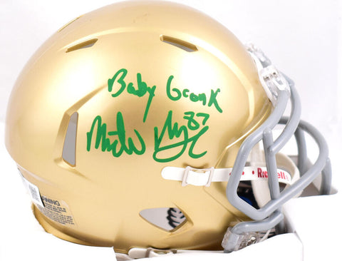 Michael Mayer Signed Notre Dame Speed Mini Helmet w/Baby Gronk -Beckett W Holo