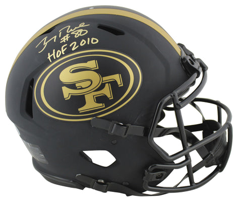 49ers Jerry Rice "HOF 2010" Signed Eclipse Proline F/S Speed Helmet BAS Witness