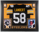 Jack Lambert Signed Pittsburgh Steelers 35x43 Framed Jersey Inscribed HOF 90 JSA