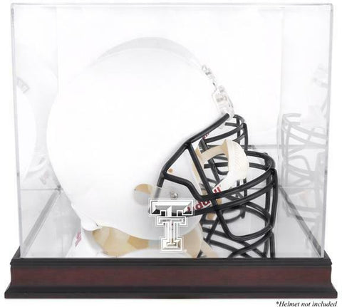 Tx Tech Red Raiders Mahogany Base Team Logo Helmet Display Case w/Mirrored Back