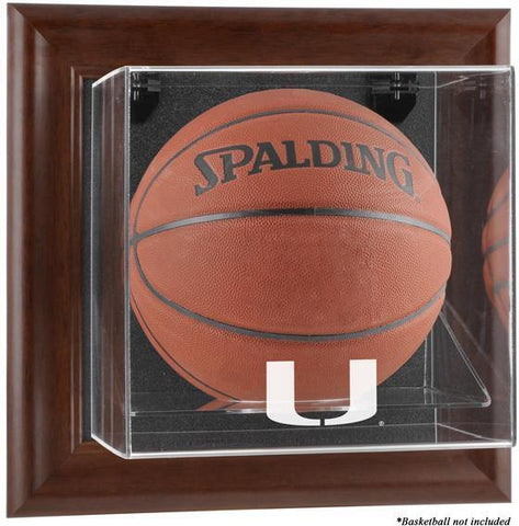 Miami Hurricanes Brown Framed Wall-Mountable Basketball Display Case
