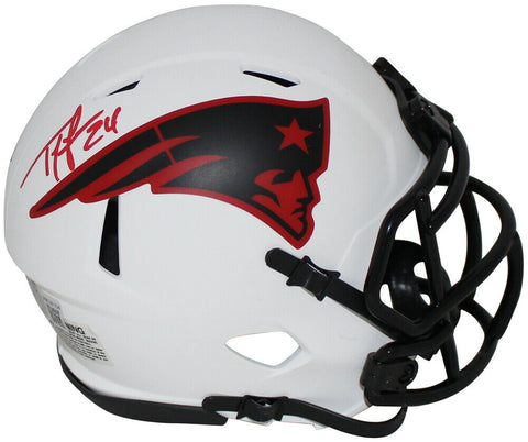 Ty Law Autographed/Signed New England Patriots Lunar Mini Helmet BAS 33219