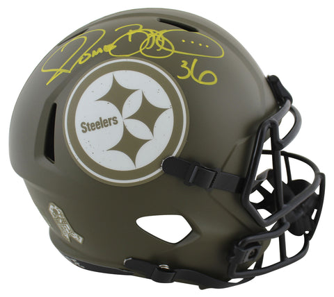 Steelers Jerome Bettis Signed Salute To Service F/S Speed Rep Helmet BAS Witness