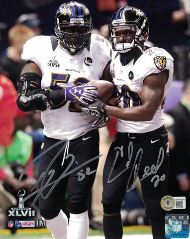 Ray Lewis & Ed Reed Autographed Baltimore Ravens 8x10 Photo Beckett 38890
