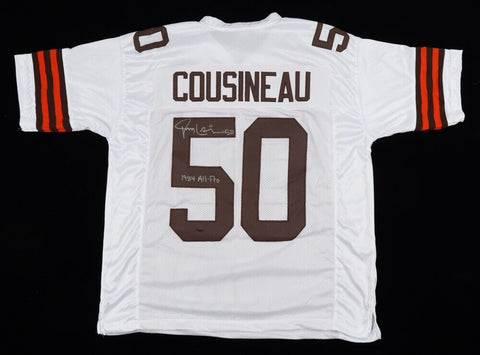 Tom Cousineau Signed Cleveland Brown Jersey Inscribed 1984 All-Pro /Playball Ink