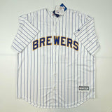 Autographed/Signed Christian Yelich Brew Crew Brewers Pinstripe Jersey JSA COA