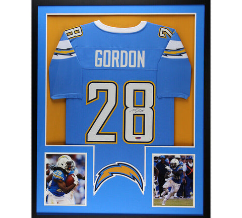 Melvin Gordon Signed Los Angeles Large Framed Custom Powder Blue Jersey