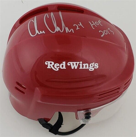Chris Chelios "HOF 2013" Signed Detroit Red Wings Mini Helmet (Schwartz COA)