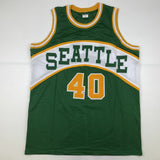 Autographed/Signed SHAWN KEMP Seattle Green Basketball Jersey JSA COA Auto