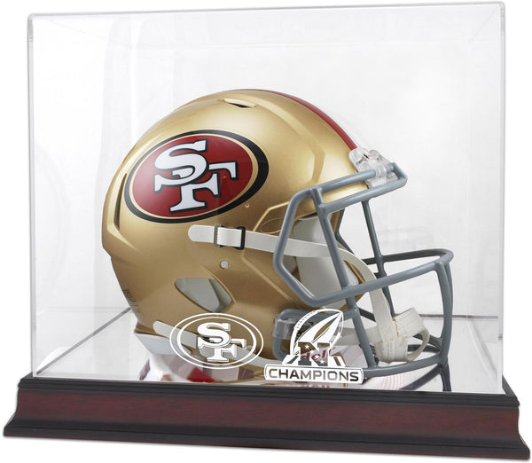 San Francisco 49ers 2019 NFC Champs Mahogany Logo Helmet Display Case