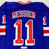 Autographed/Signed Mark Messier New York Blue Hockey Jersey JSA COA Auto
