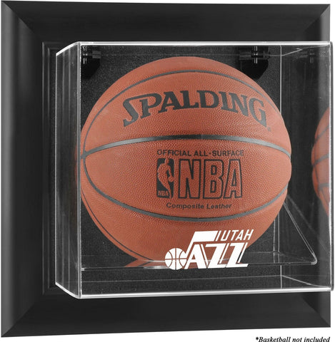 Utah Jazz Black Framed Wall-Mounted Team Logo Basketball Display Case